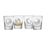 Map Projection Double Old Fashioned Glasses // Set of 4
