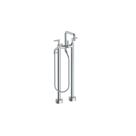 Loft 2.0 Floor Standing Square Bath Set + Slim Hand Shower (Polished Chrome)