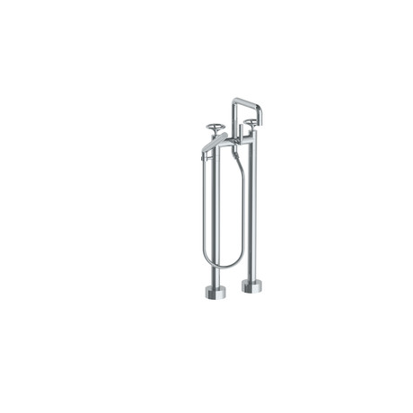 Brooklyn Floor Standing Square Bath Set + Slim Hand Shower (Polished Chrome)