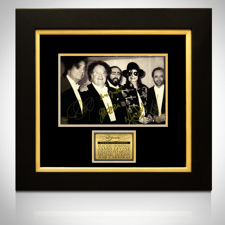 The Three Tenors //Michael Jackson + Pavarotti + Domingo + Carreras + Levine Signed Photo// Custom Frame