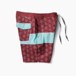 Chiller Blue Stripe Board Shorts // Red (30)