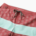 Chiller Blue Stripe Board Shorts // Red (33)