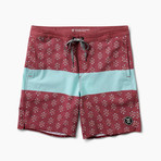 Chiller Blue Stripe Board Shorts // Red (36)