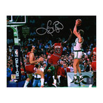 Larry Bird Signed Boston Celtics Shooting Over Michael Jordan Photo (10" x 8")