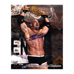 Bill Goldberg Signed WWE World Heavyweight Champion Holding Belt 8x10 Photo