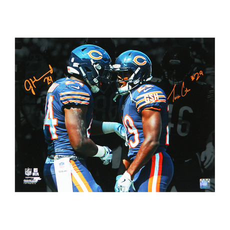 Jordan Howard & Tarik Cohen Dual Signed Chicago Bears Spotlight 16x20 Photo