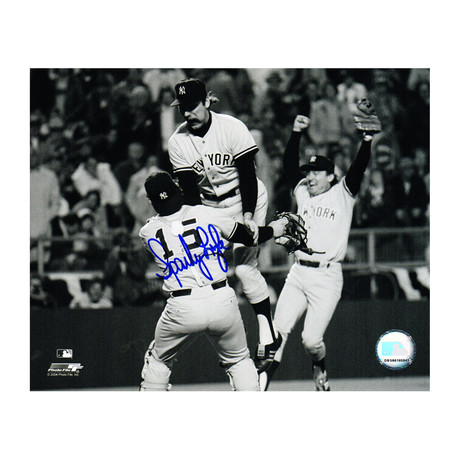 Sparky Lyle Signed New York Yankees B&W Celebration // 8x10 Photo