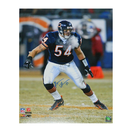 Brian Urlacher Signed Chicago Bears Frozen Breath Action 16x20 Photo