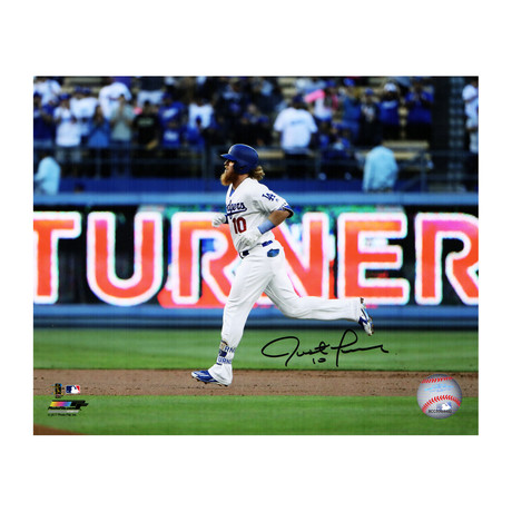 Justin Turner Signed Los Angeles Dodgers HR Rounding Bases Action // 8x10 Photo