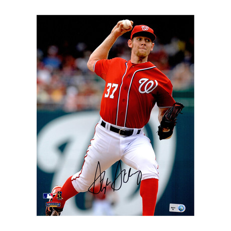 Stephen Strasburg Signed Washington Nationals Pitching Action // 8x10 Photo