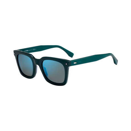 Squared Sunglasses // Green Frame + Turquoise Mirror Lenses