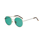 Metal Round Sunglasses // Gold Frame + Green Lenses