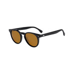 Round Frame Sunglasses // Black Frame + Brown Lenses