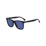 Square Rim Sunglasses // Black Frame + Blue Lenses