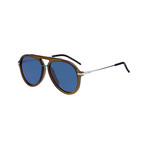 Bold Aviator Sunglasses // Green Frame + Blue Lenses