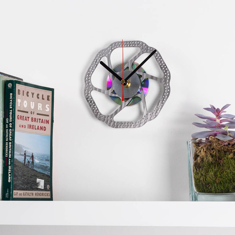 Brake Disc Clock + Holographic Disc Decoration // 18 cm