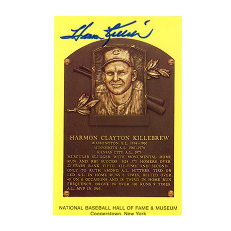 Harmon Killebrew Signed Hall of Fame Plaque Postcard