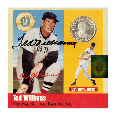 Ted Williams Signed Silver Coin Display