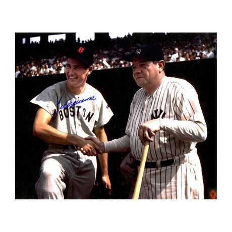 Ted Williams Signed Photo // Shaking Babe Ruth's Hand