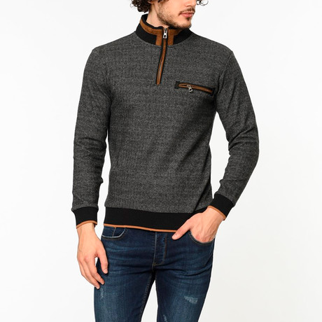 Quarter-Zip Sweatshirt // Patterned Anthracite (XL)