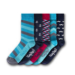 Socks // Teal + Black + Red // Set of 5