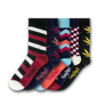 Socks // Red + Black + Teal // Set of 5