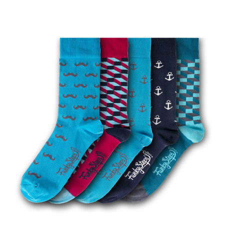 Socks // Teal + Red + Black // Set of 5