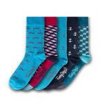 Socks // Teal + Red + Black // Set of 5