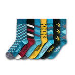 Socks // Teal + Yellow + Black // Set of 7