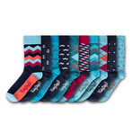 Socks // Teal + Black + Red // Set of 10