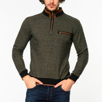Quarter Zip Sweater // Patterned Green (M)