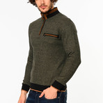 Quarter Zip Sweater // Patterned Green (M)