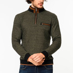 Quarter Zip Sweater // Patterned Green (M)