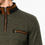 Quarter Zip Sweater // Patterned Green (M)