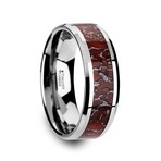 Jurassic // Tungsten Carbide // Red Dinosaur Bone Inlay (11.5)
