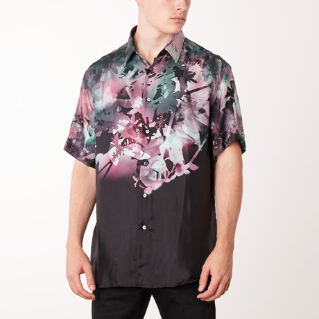 Mauricio Short Sleeve Fitted // Pink On Black (S)