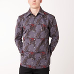 Stefan Long Sleeve Regular Fit Shirt // Flannel + Bordeaux (L)