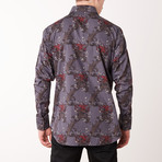 Stefan Long Sleeve Regular Fit Shirt // Flannel + Bordeaux (M)