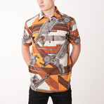 Thanh Short Sleeve Fitted Shirt // Dark Brown + Mustard (S)