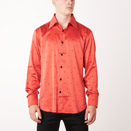 Zachary Long Sleeve Regular Fit Shirt // Brioni Red + Black (XL)