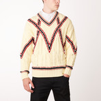 Knit V-Neck Sweater // Lemon + Brioni Red (Euro: 50)