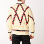 Knit V-Neck Sweater // Lemon + Brioni Red (Euro: 48)
