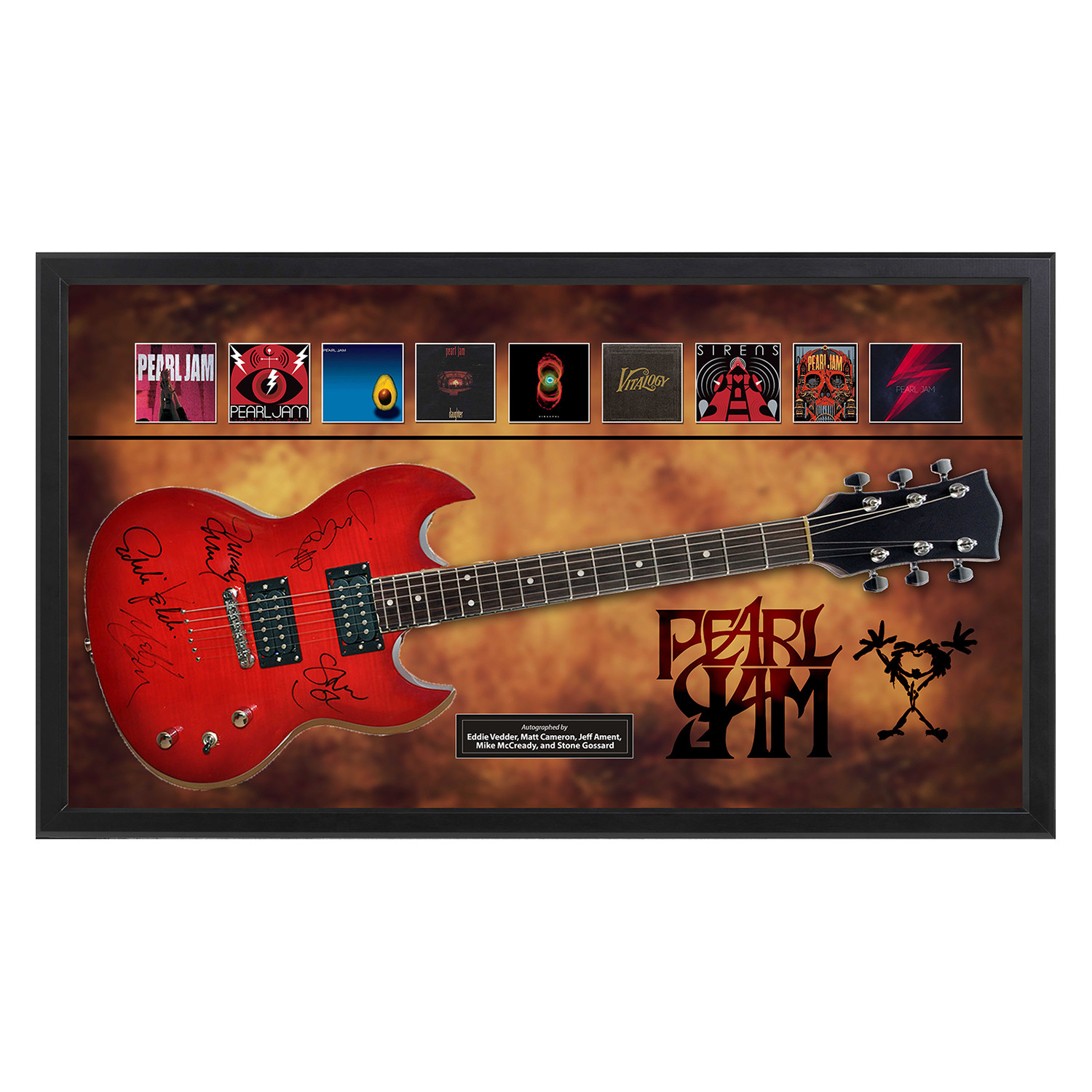 Framed Autographed Guitar Pearl Jam Autographed Guitar Displays Touch Of Modern 