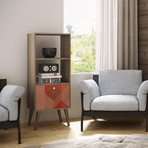 Cypress Double Bookcase (Oak + Stamp)