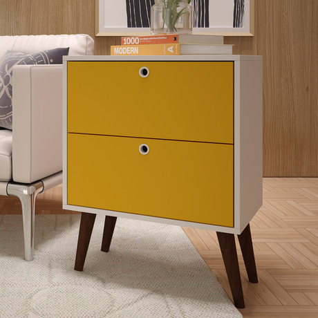 Lark Side Table (White + Tobacco Legs)