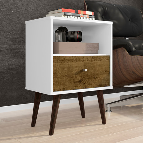 MarcyNightstand 1.0 (White + Rustic Brown)