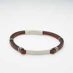 Dell Arte // Leather + Stainless Steel Bracelet // Brown + Silver