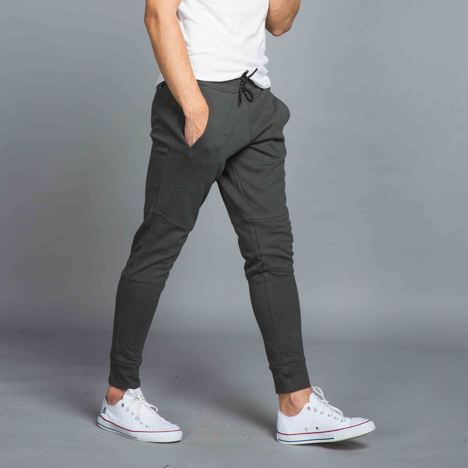 black patch pocket joggers