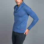Wrap Collar Sweatshirt // Indigo (M)
