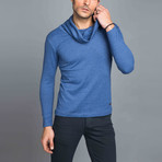 Wrap Collar Sweatshirt // Indigo (M)